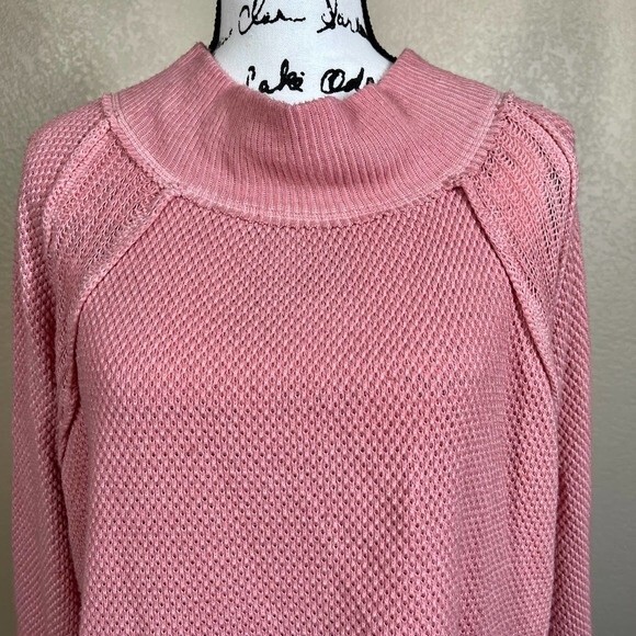 We The Free women Pink sweater waffle knit long sleeve sweater size M boho - Picture 7 of 12